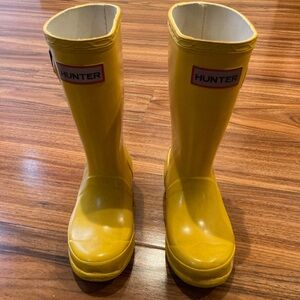 Unisex Kids Hunter Tall High Gloss Yellow Rain Boots SZ 12M